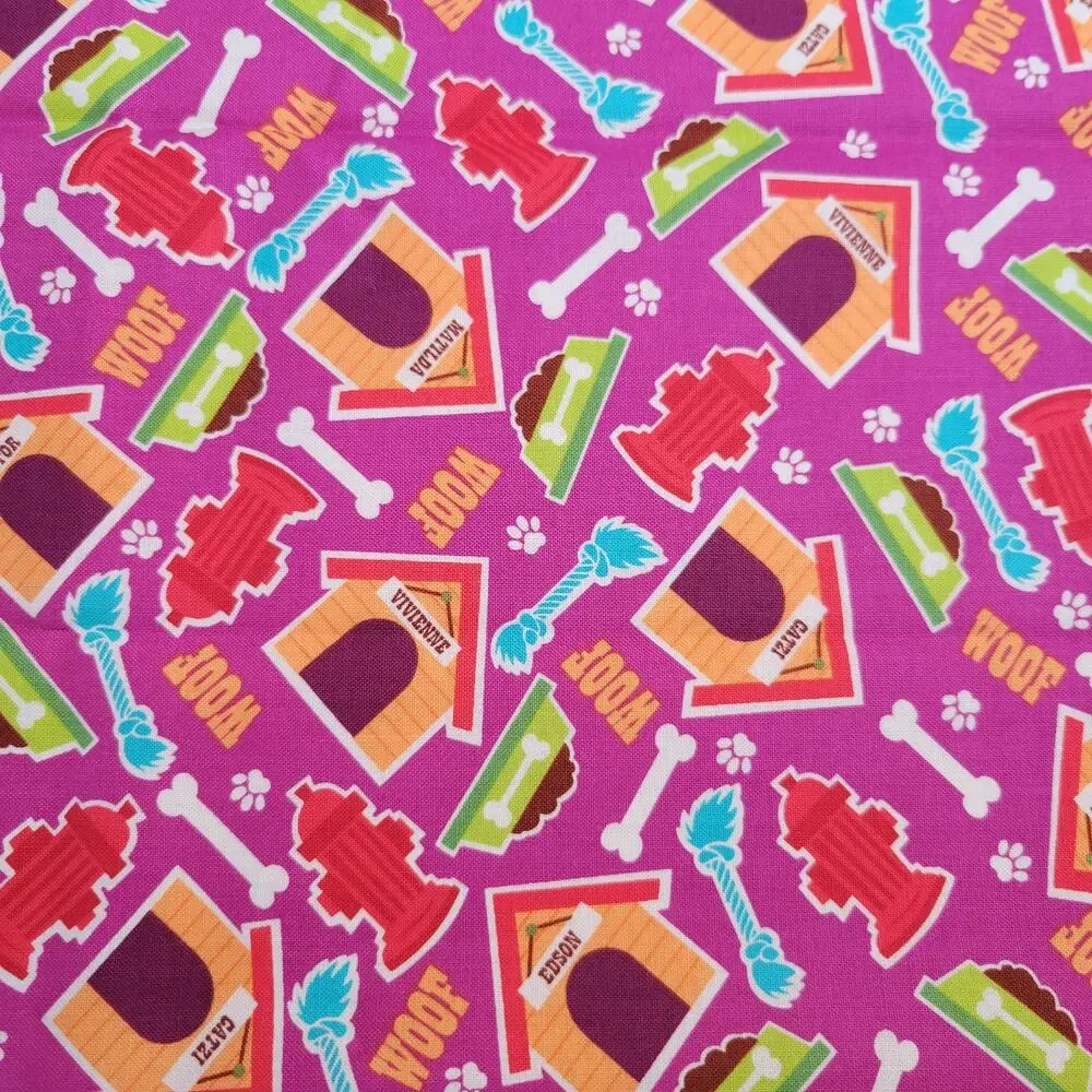 Dog Print Cotton Fabric 1yd x44
